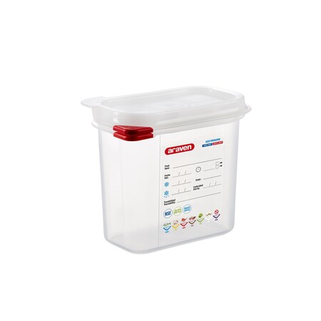 Araven AIRTIGHT  CONTAINER POLYPROPYLENE GN1/9, 1.6qt TRANSPARENT, 6 7/8" X 4 1/4" X 6" 03022